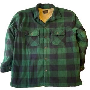 Northwest Territory Men Button Up Shirt XL Green Plaid Fleece Western Soft Cozy